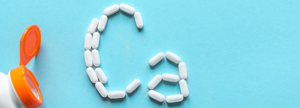 Calcium supplements form “Ca” symbol representing important micronutrients in the post op bariatric surgery diet 