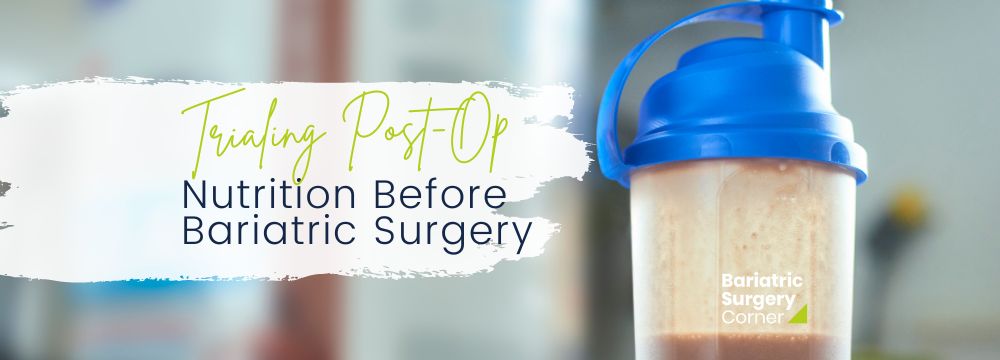 Protein shake in shaker bottle of bariatric surgery patient trialing post-op nutrition supplements